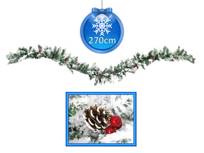 Albero Di Natale Con Pigne E Neve.Festone Natalizio Innevato 270 Cm 30 Cm Largo 220 Rami Con Pigne E Bacche Ghirlanda Natalizia Con Neve