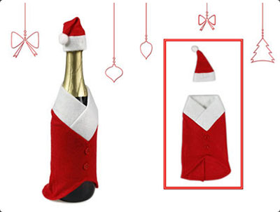 CandyTT Sacchetti Copri Bottiglia di Vino Rosso Natalizio Simpatico Tessuto Lavorato a Maglia Porta Regali di Natale Decorazioni per la tavola da Pranzo Vestiti Rosso 