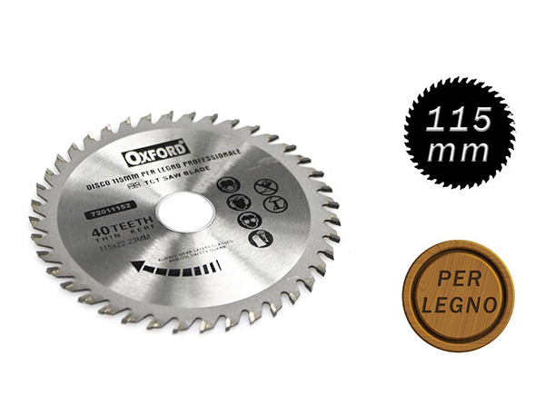 Disco per taglio legno 115 mm lama per smerigliatrice 24 denti 115 x 22