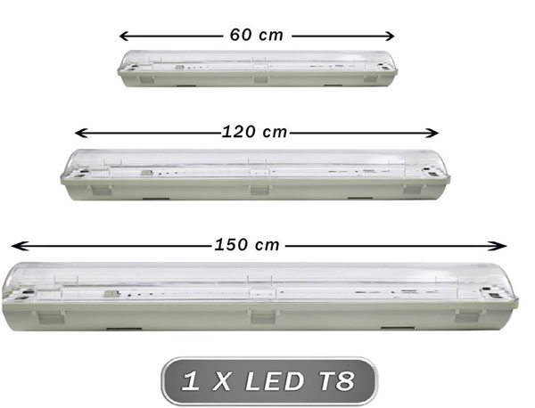 PLAFONIERA STAGNA IP65 LED PER ESTERNO 60CM DA ESTERNO E INTERNO DOPPIA T8 G13
