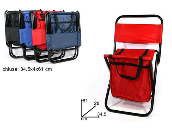 sedia sgabello Seggiolo Pieghevole Ignesti con Schienale e Borsa