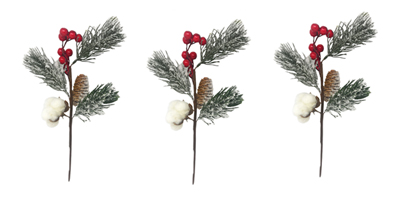 Agrifoglio Decorazioni Natalizie.3 Rami Artificiali Innevati Decorazioni Natale Con Bacche Di Agrifoglio E Fiori Di Cotone